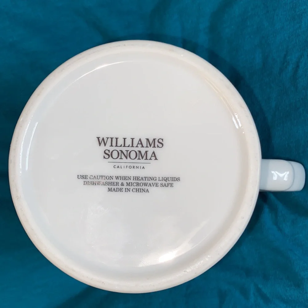 Williams Sonoma Gold Rimmed and Trim Monogramed “N” Coffee/Tea Mug -Holds 16oz
